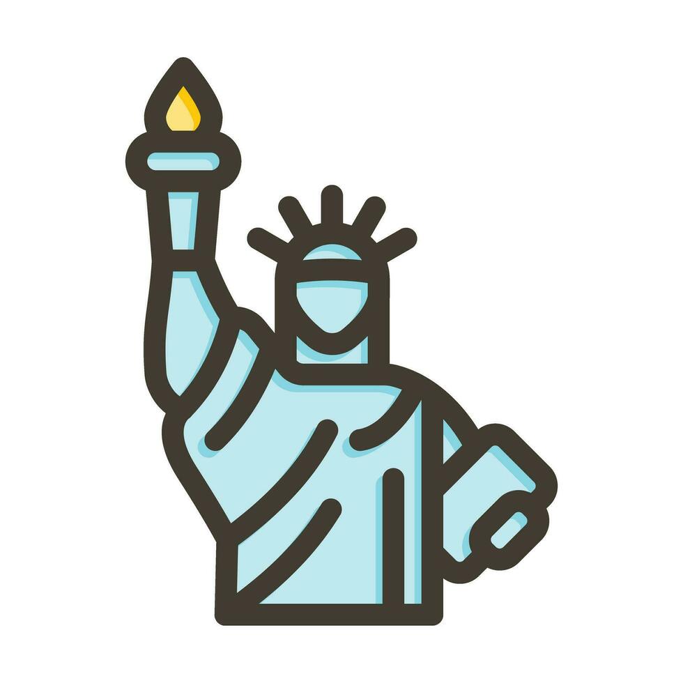 estátua do liberdade vetor Grosso linha preenchidas cores ícone para pessoal e comercial usar.