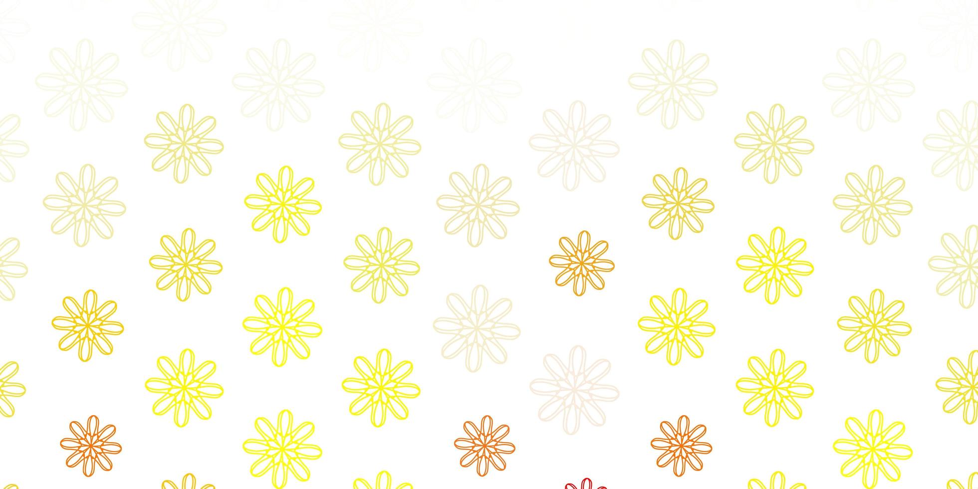 fundo do doodle do vetor laranja claro com flores.