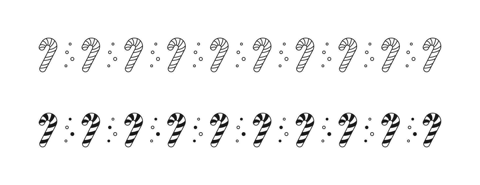 Natal temático decorativo fronteira e texto divisor, doce bengala padronizar esboço e silhueta. vetor ilustração.