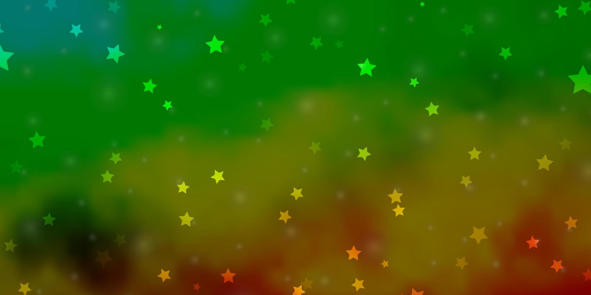 textura de vetor verde e amarelo claro com belas estrelas.