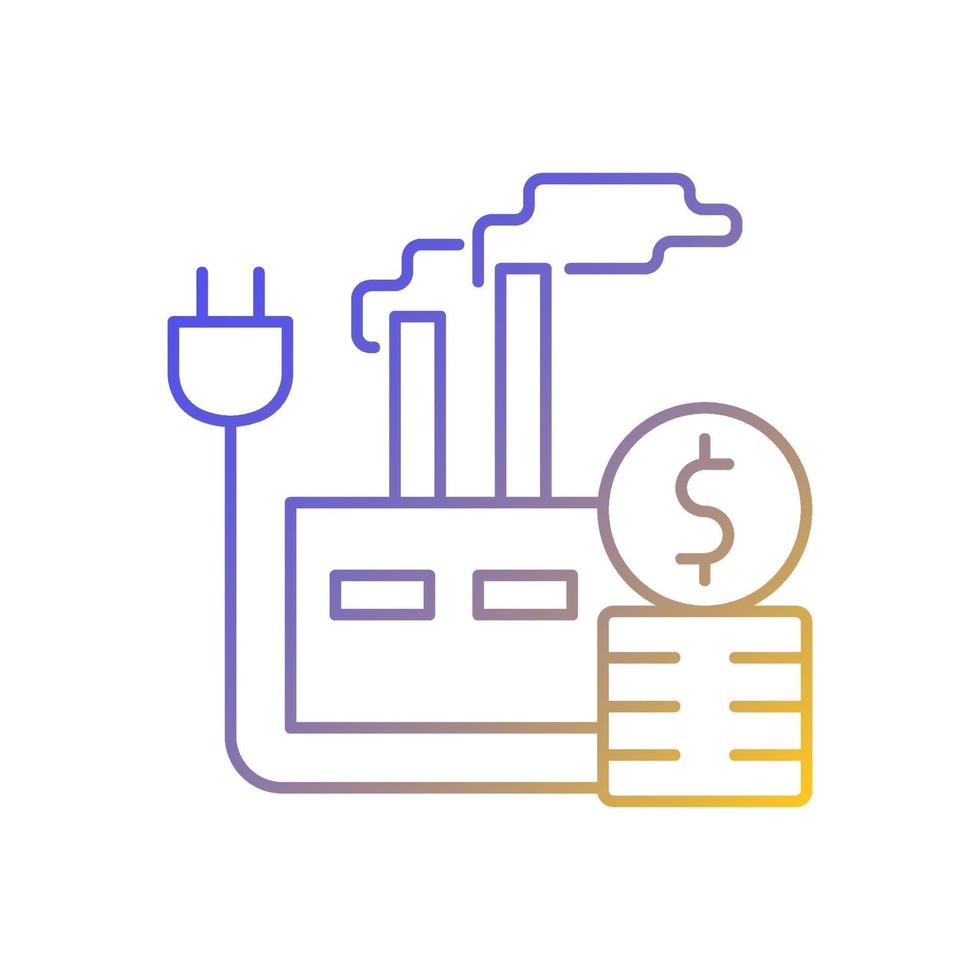 preço da energia para ícone de vetor linear gradiente da indústria