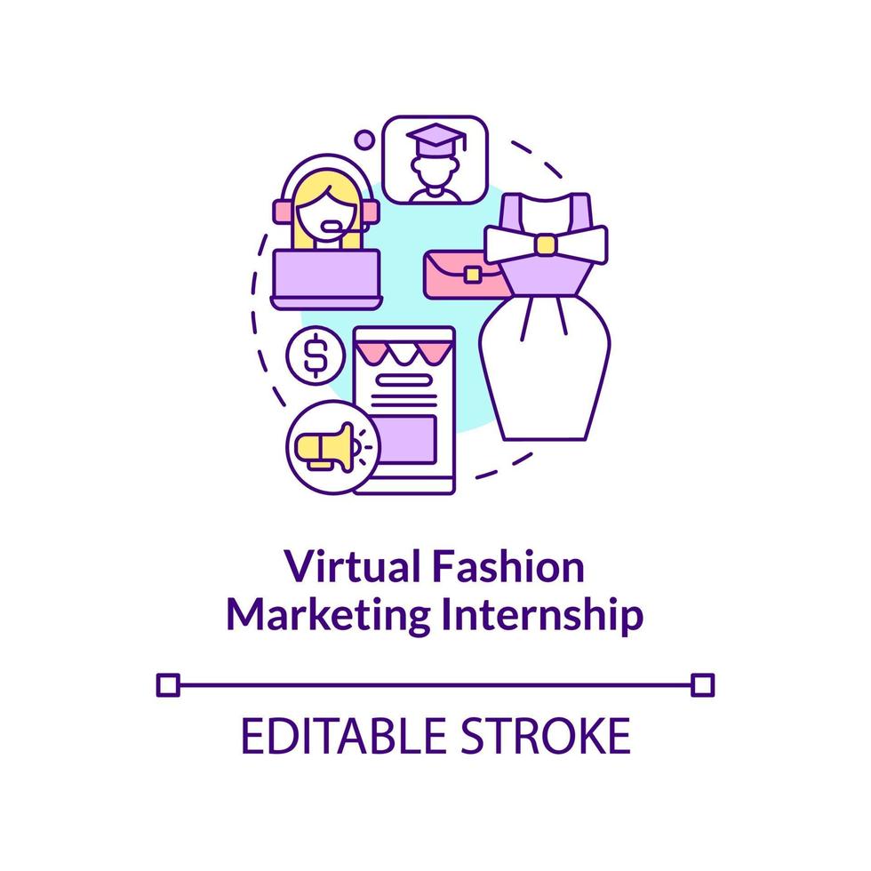 ícone do conceito de estágio de marketing de moda virtual vetor