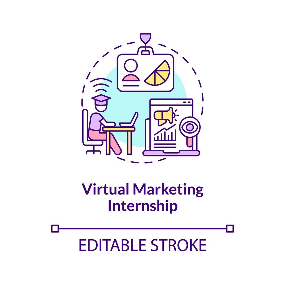 ícone do conceito de estágio de marketing virtual vetor