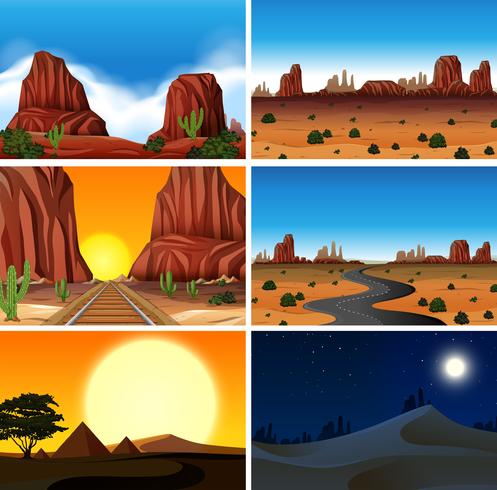 Conjunto de diferentes cenas do deserto vetor