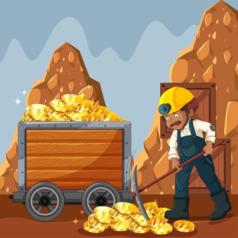 Cyber Coin Mining e Trabalhador vetor