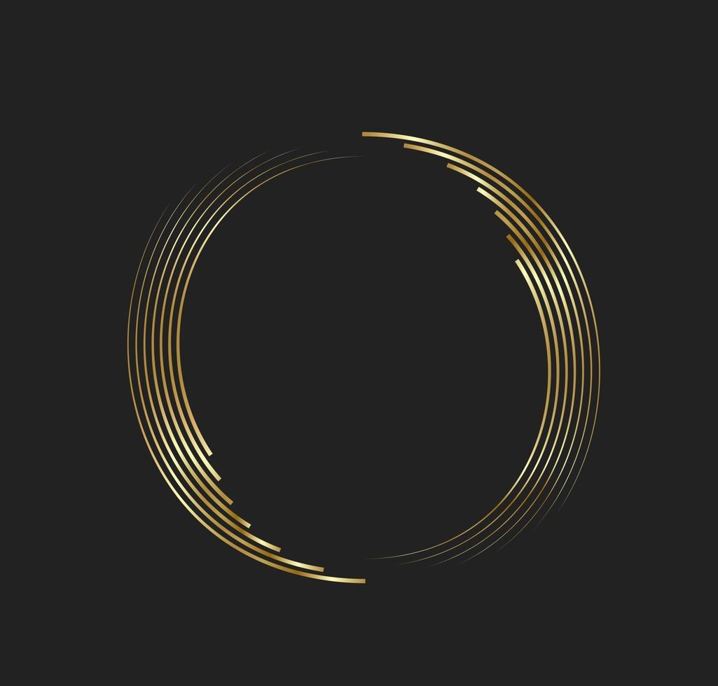 linhas douradas abstratas em forma de círculo, luxo de logotipo de elemento de design vetor