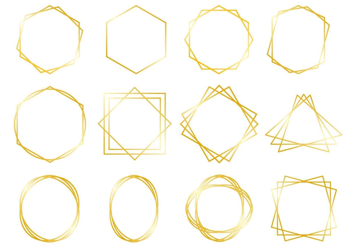 conjunto de molduras geométricas de ouro vetor