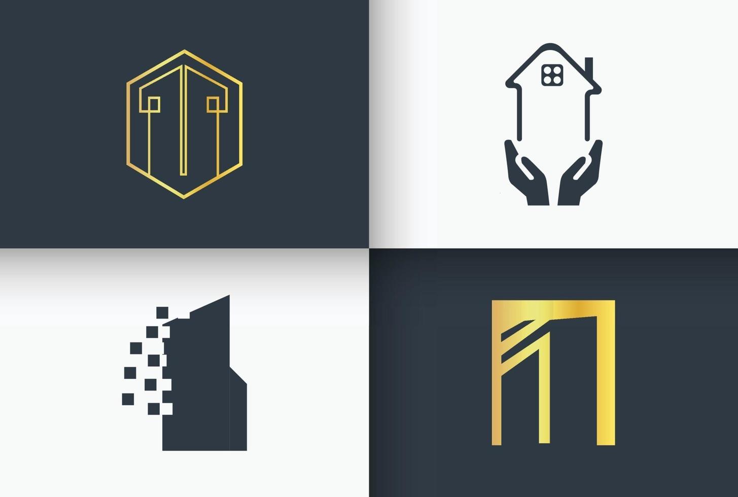 arte de linha de logotipo de imobiliária e construção minimal e simples vetor