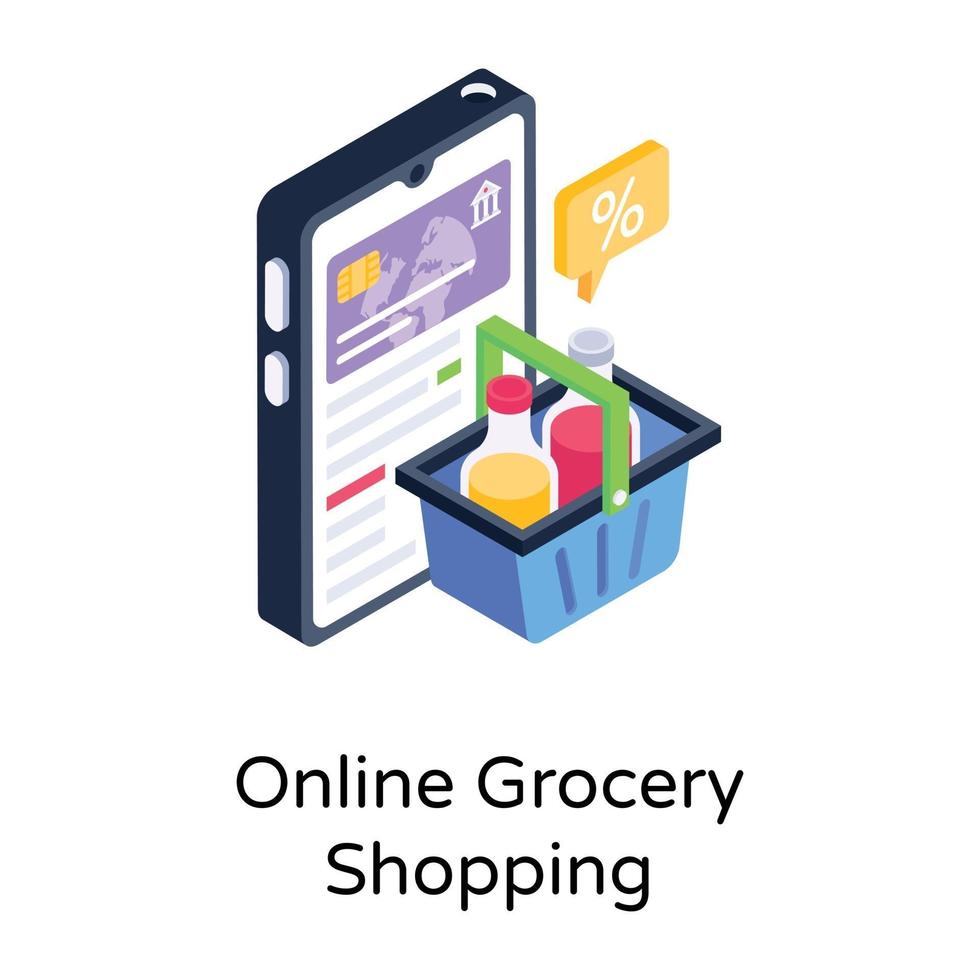 compras de supermercado online vetor