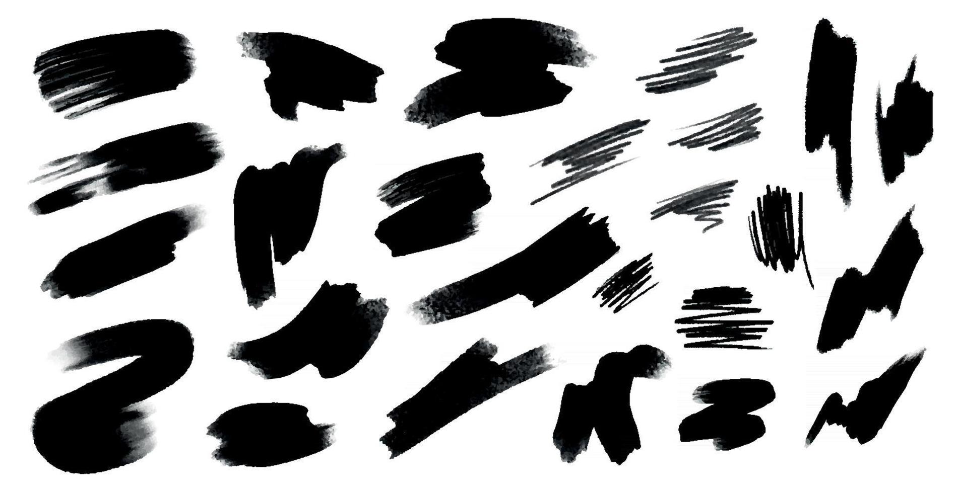 diferentes traços de tinta preta em um fundo branco - vetor