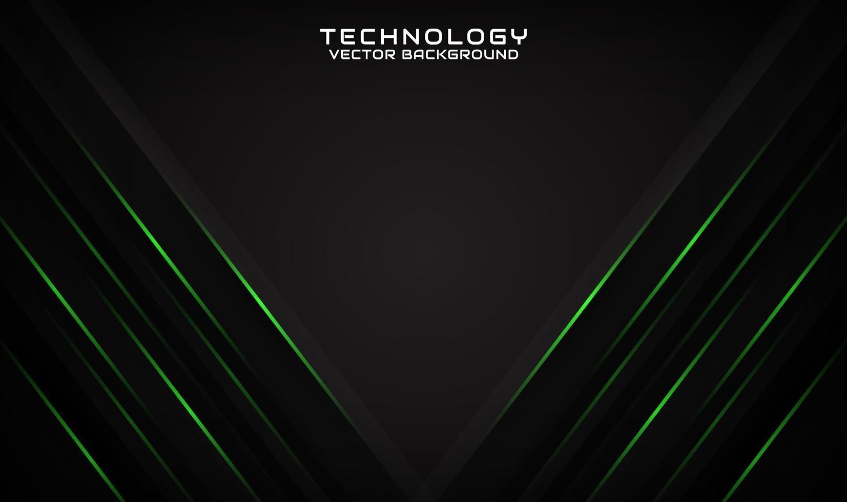 Fundo de tecnologia 3d preto abstrato com linhas verdes geométricas vetor