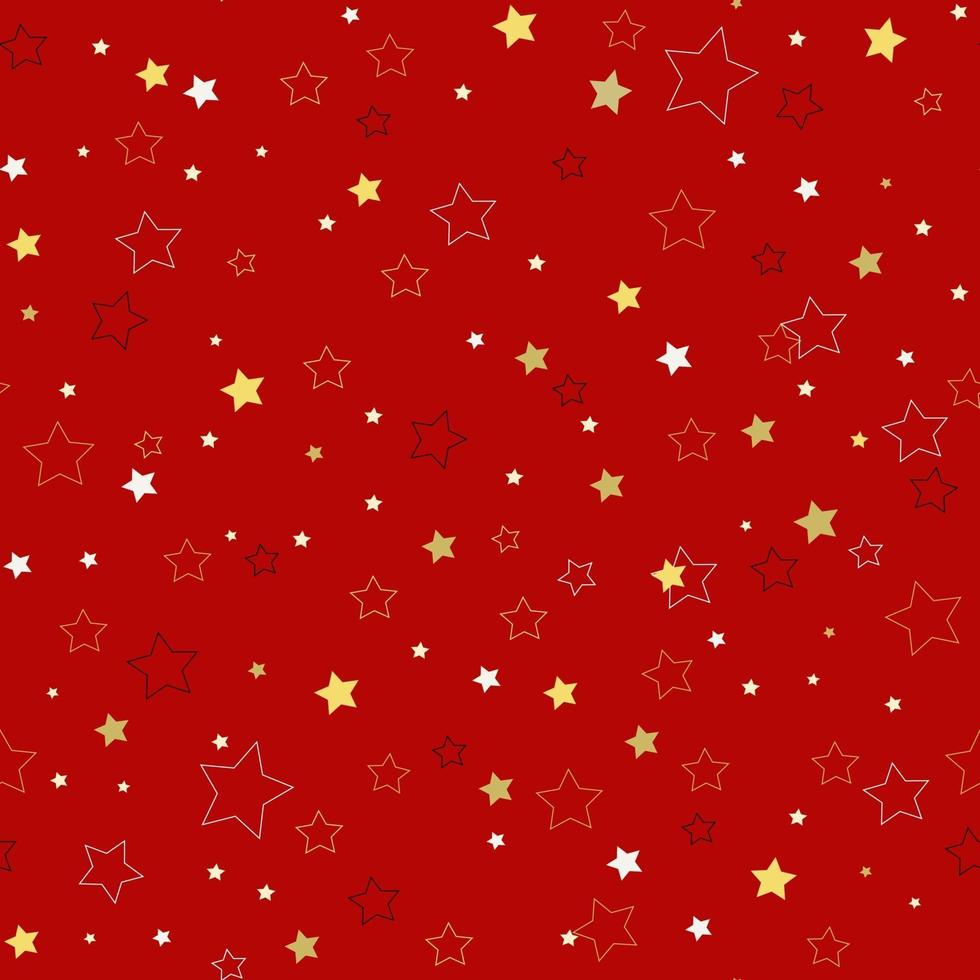 ilustração vetorial de fundo vermelho com estrelas douradas brancas e pretas vetor