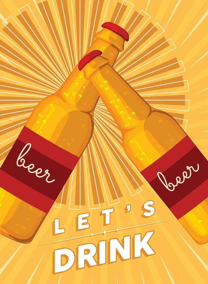 poster do vamos beber Cerveja garrafas vetor