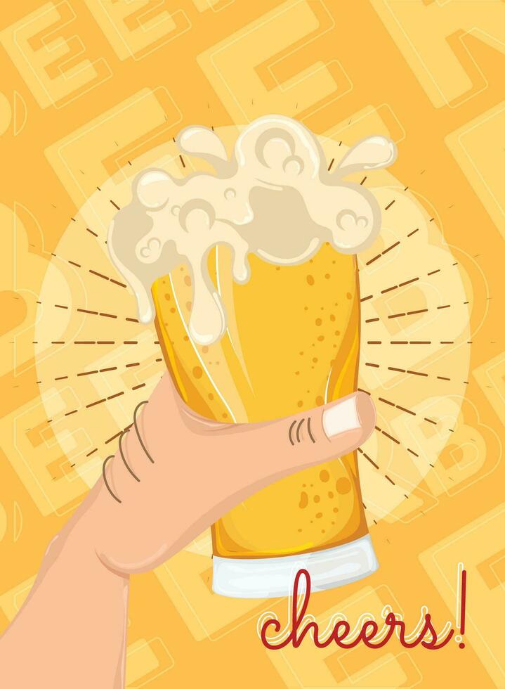 Cerveja vidro com espuma Cerveja poster vetor