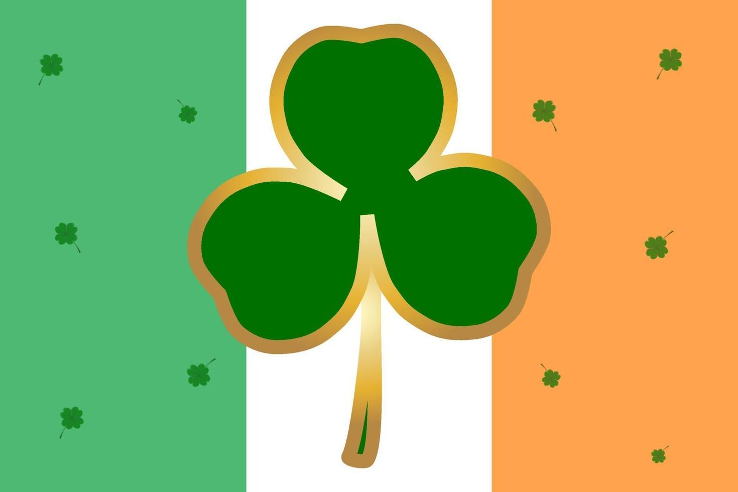 Bandeira da Irlanda no feriado de São Patrício com Trevo Verde vetor