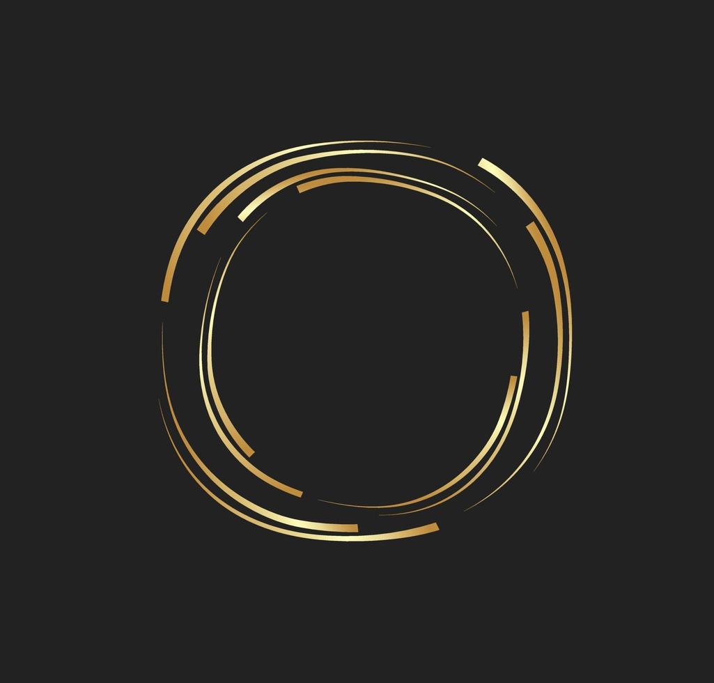 círculo de linhas douradas abstratas com estilo de luxo. logotipo redondo de tecnologia vetor