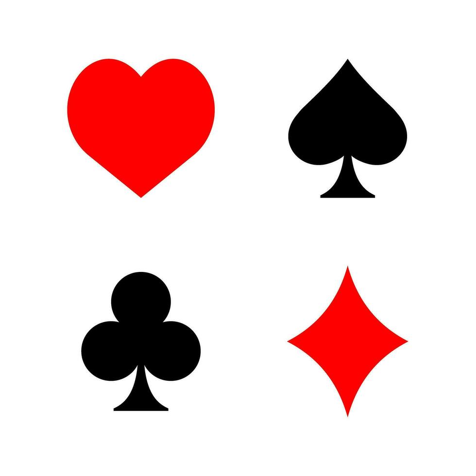 coração clube pá diamante jogando cartão símbolos vetor ilustração