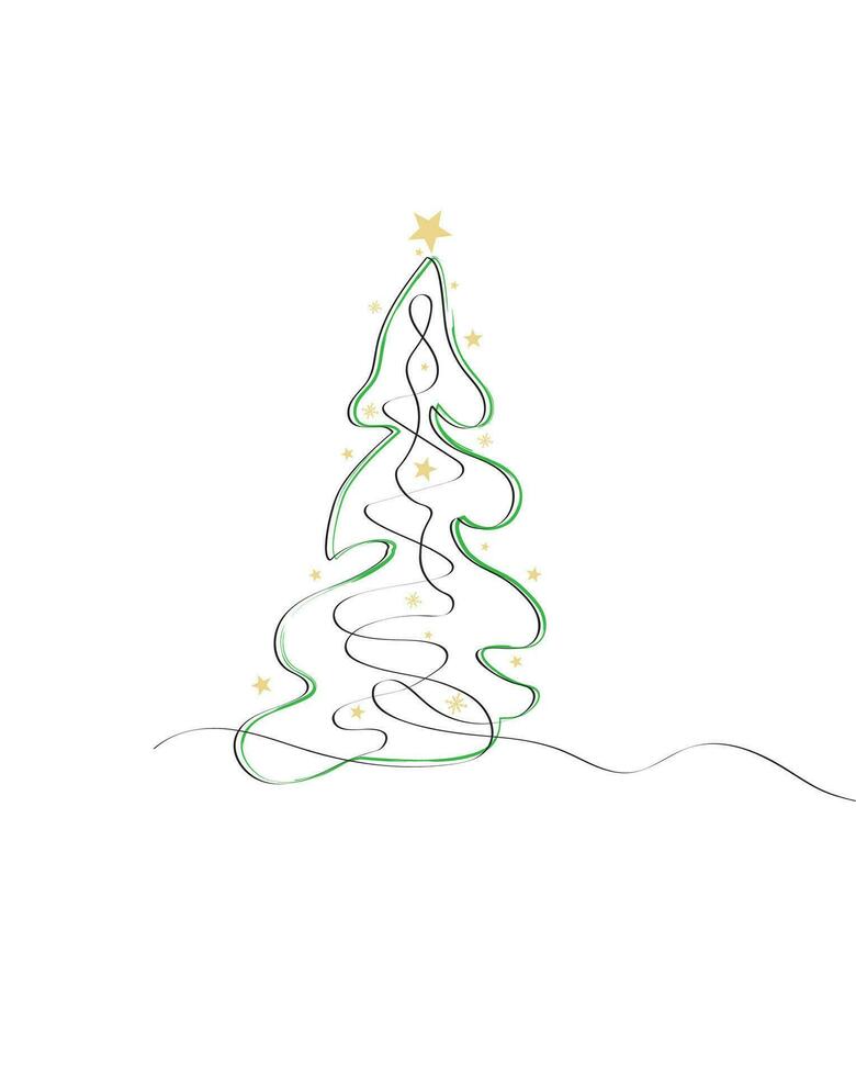 alegre Natal árvore esboço cumprimento cartão vetor ilustração Projeto. cumprimento cartão. natal árvore.