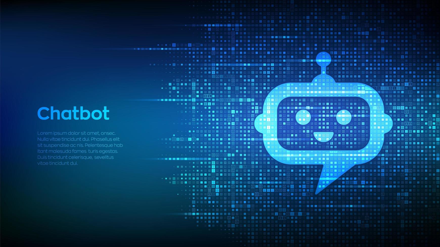 robô chatbot ícone cabeça sinal feito com código binário. vetor
