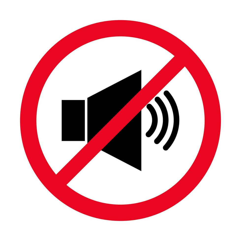 proibido placa com Alto-falante glifo vetor plano ícone. indicando sinal para ruído banimento. alto falante com proibição placa. silêncio, mudo. ilustração