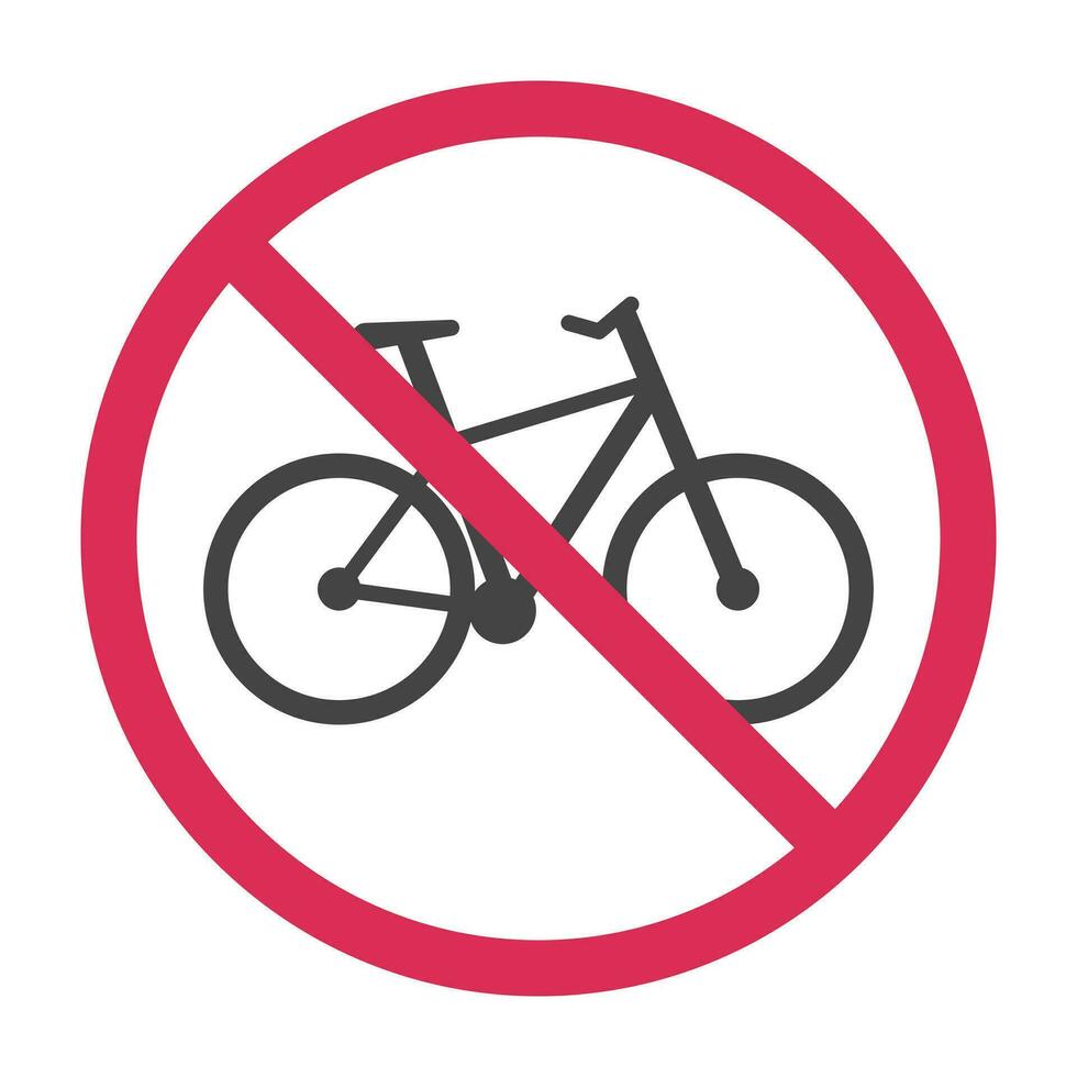 proibido bicicleta pictograma. bicicleta vermelho Pare círculo símbolo. não permitido bicicleta placa. Proibido bicicleta zona. vetor ilustração isolado em branco fundo