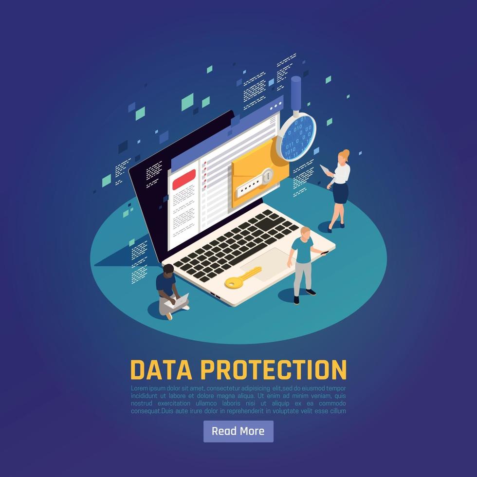 ilustração vetorial de fundo de proteção de dados de laptop vetor