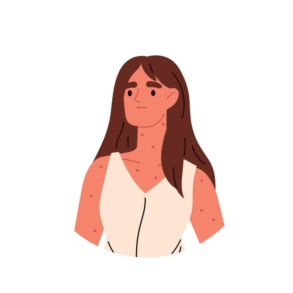 doente pessoa personagem definir. mulher com gripe e gripe sintomas. personagens com febre, dor de cabeça, e frio. plano ilustrações isolado em branco fundo. vetor