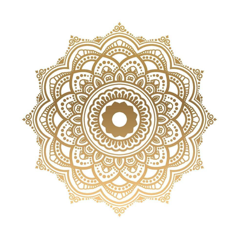 design de vetor de fundo mandala ornamental dourado de luxo. mandala decorativa para tatuagem, mehndi, padrão islâmico, ornamento, arte, henna, padrão indiano, impressão, cartaz, capa, folheto, panfleto, banner