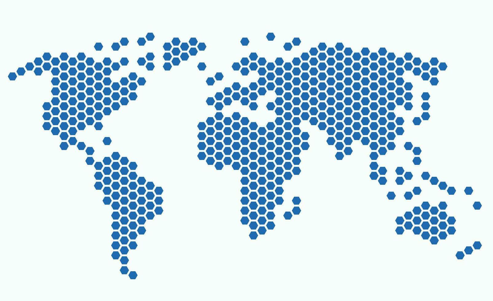 hexágono forma mundo mapa em branco fundo. vetor