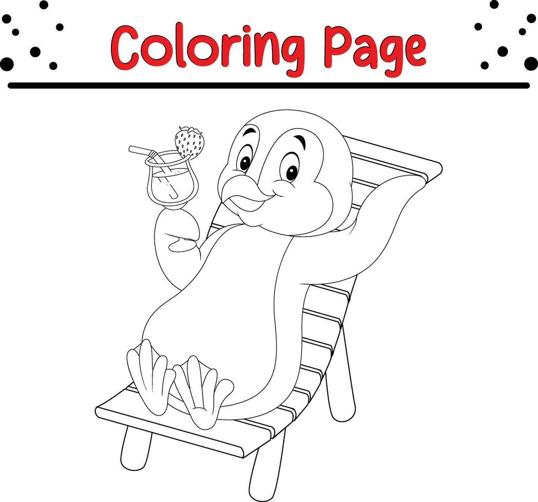fofa pinguim desenho animado coloração página ilustração vetor. pássaro coloração livro para crianças. vetor