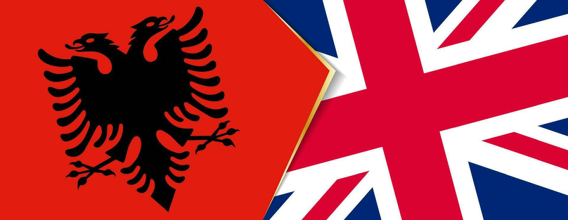 Albânia e Unidos reino bandeiras, dois vetor bandeiras.