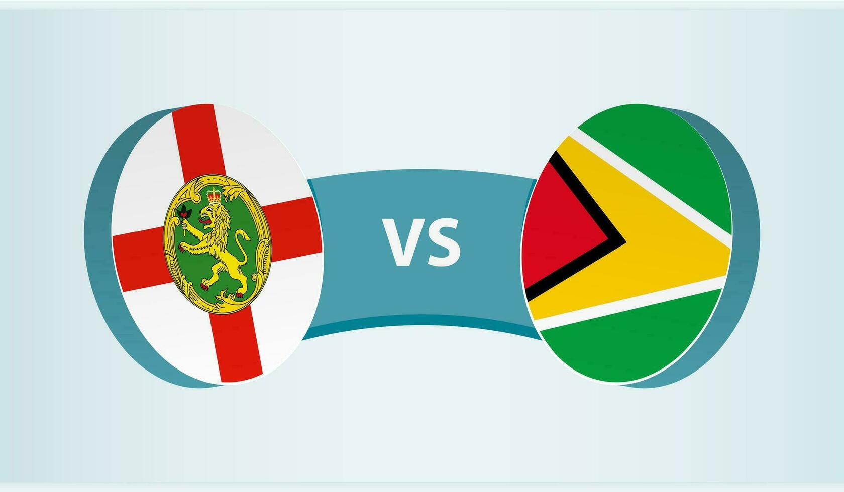 Alderney versus Guiana, equipe Esportes concorrência conceito. vetor