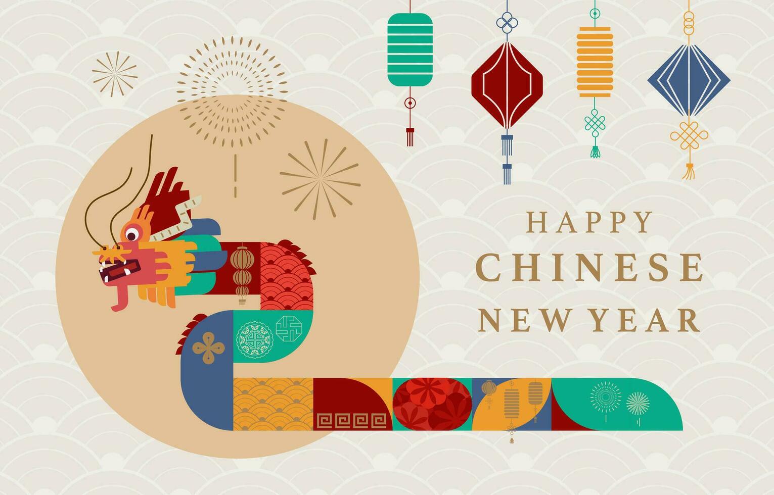 chinês Novo ano fundo com lanterna, dragão.editável vetor ilustração para bandeira
