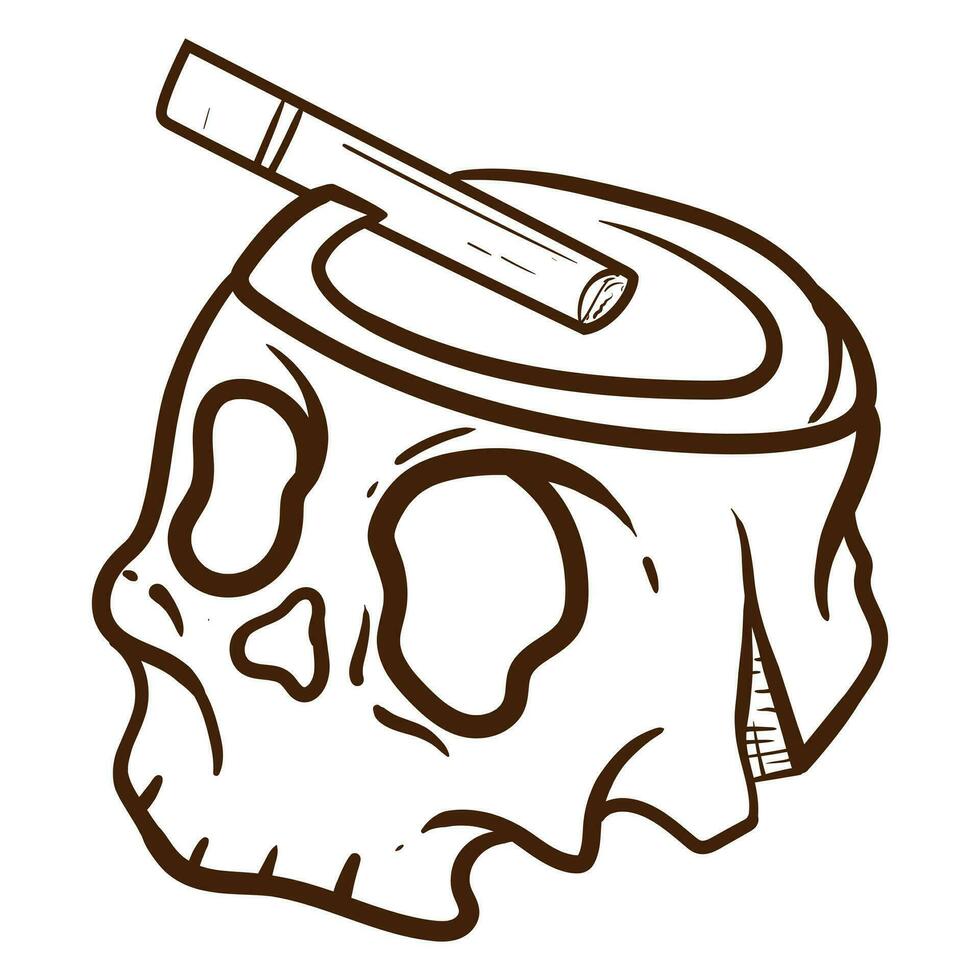 simples crânio mão desenhando linha doodle. ilustração Boa para Projeto camiseta e simples tatuagens vetor