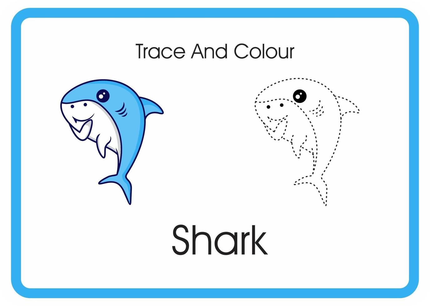 rastrear e colorir tubarões para criança vetor