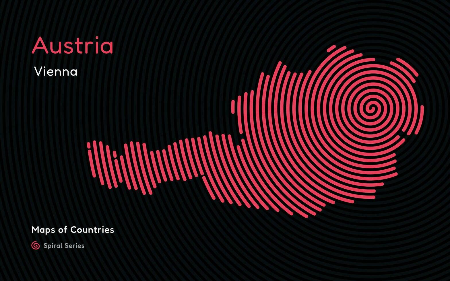 criativo impressão digital mapa do Áustria. político mapa. viena. capital. mundo países vetor mapas Series. impressão digital espiral Series