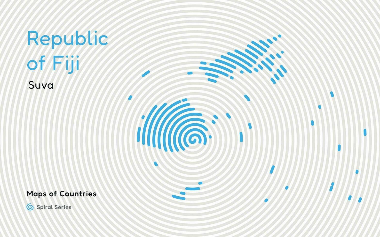 criativo mapa do fiji. político mapa. suva. capital. mundo países vetor mapas Series. espiral impressão digital Series