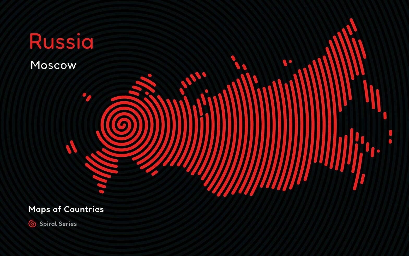 criativo mapa do Rússia. russo federação, político mapa. Moscou. capital. mundo países vetor mapas Series. espiral, impressão digital Series