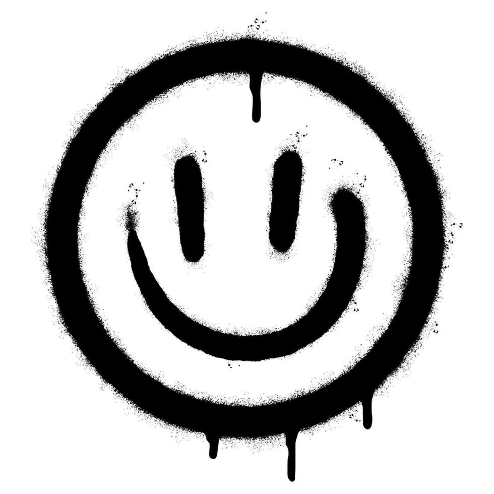 spray pintado grafite sorridente face emoticon isolado em branco fundo. vetor