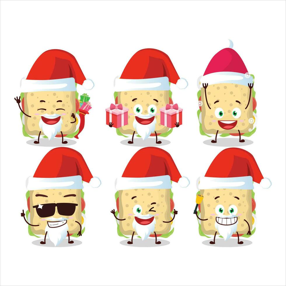 santa claus emoticons com sanduíche desenho animado personagem vetor