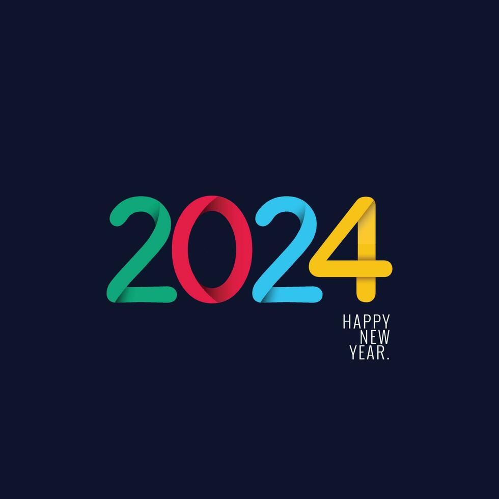 colorida número 2024 vetor. feliz Novo ano 2024 Projeto com único colorida números. Prêmio vetor Projeto para poster, bandeira, saudações, e Novo ano 2024 celebração.