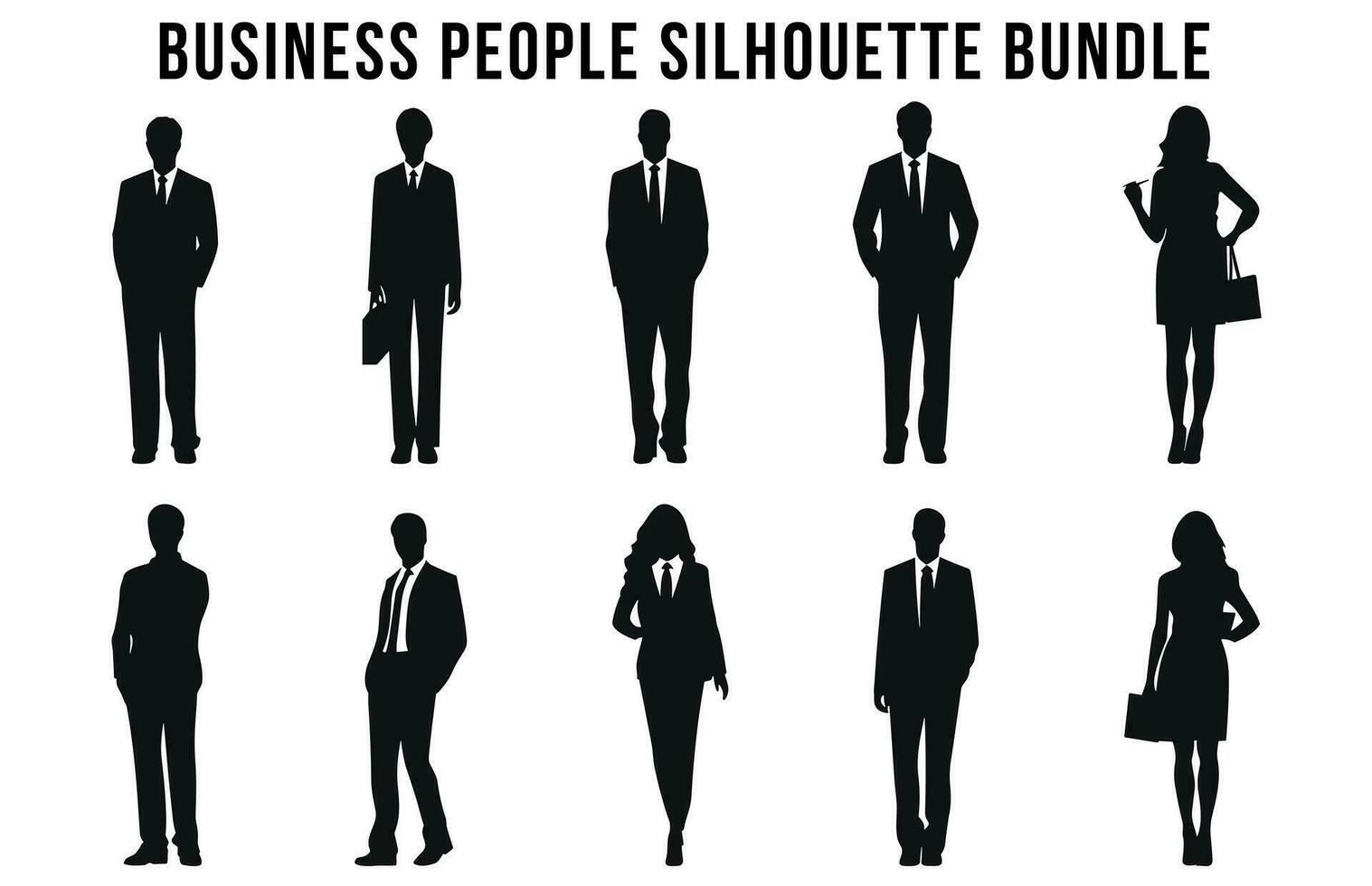 conjunto do o negócio pessoas vetor silhuetas, corporativo pessoas Preto silhueta agrupar