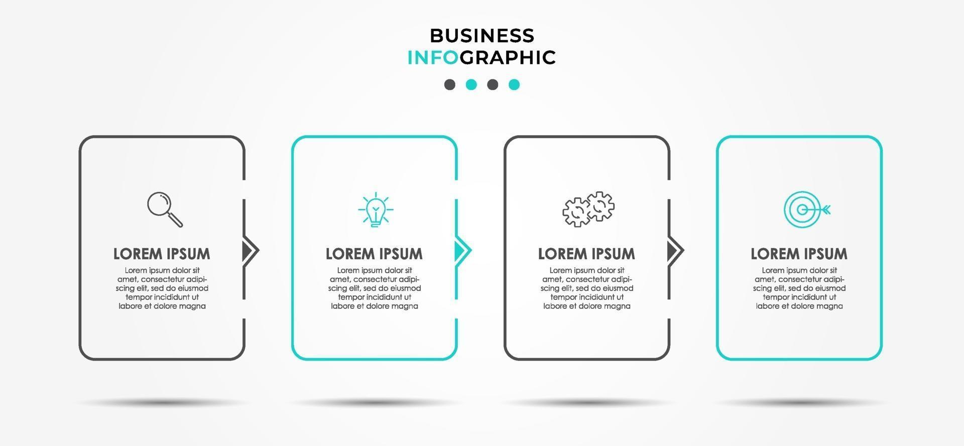 modelo de design de infográfico com ícones e 4 opções ou etapas vetor