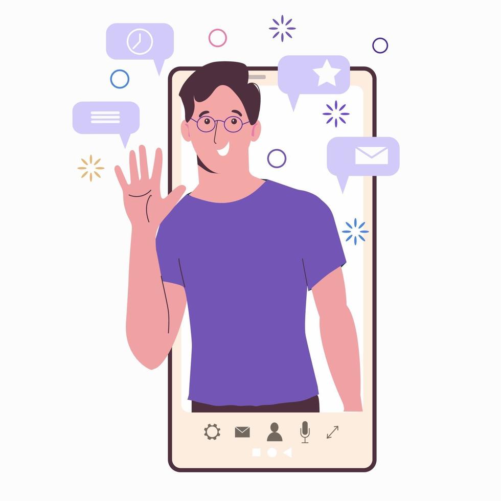 um smartphone com uma lista de contatos. conversando com amigos vetor