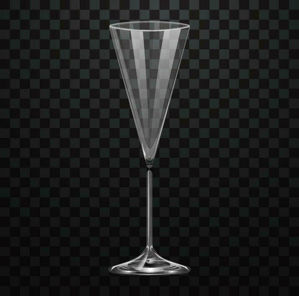 realista esvaziar champanhe vidro isolado em transparente fundo vetor