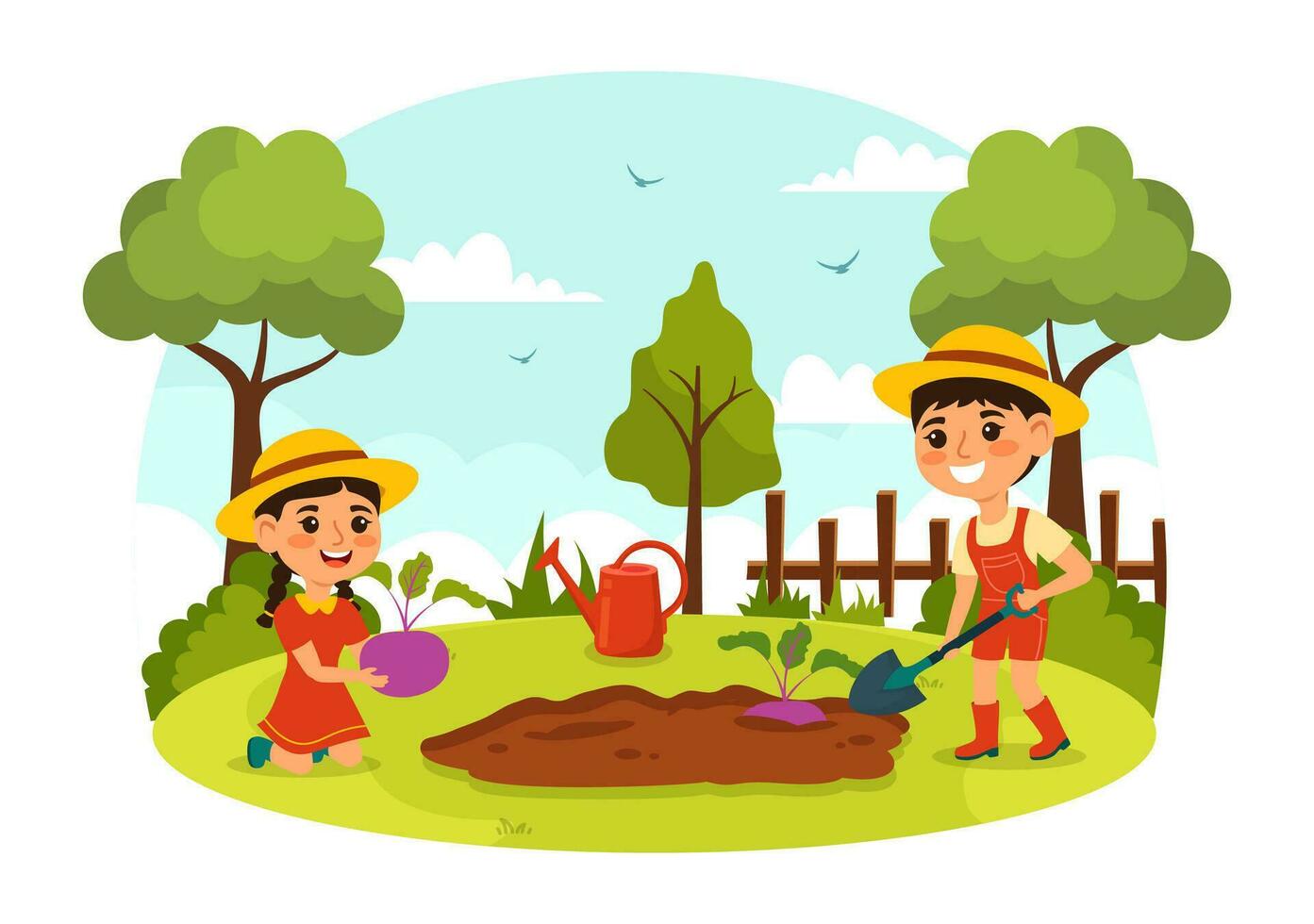 crescendo legumes vetor ilustração com colheita, agricultura vários vegetal e orgânico natural colheita às uma jardim dentro crianças desenho animado fundo Projeto