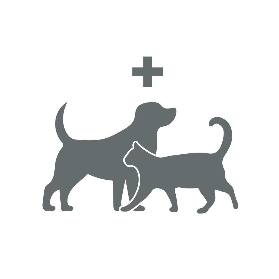 veterinário ícone com azul coração, animais de estimação e Cruz vetor
