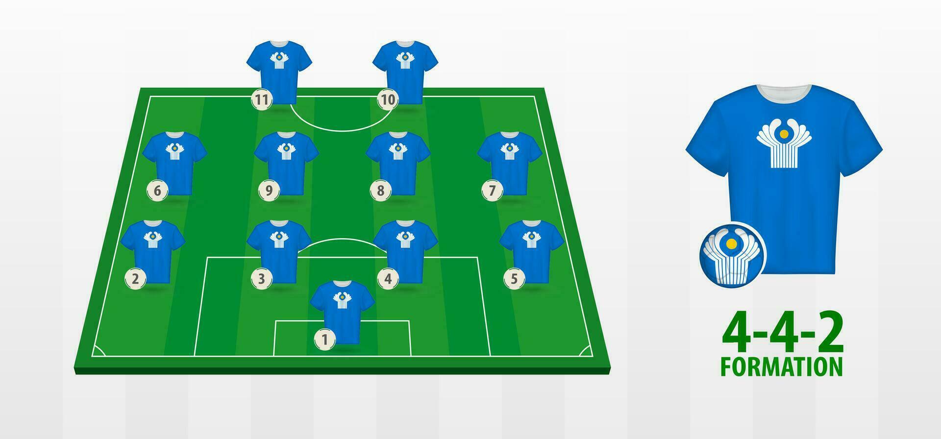 cis nacional futebol equipe formação em futebol campo. vetor