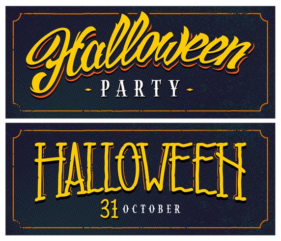 Banners retrô de Halloween com letras vetor
