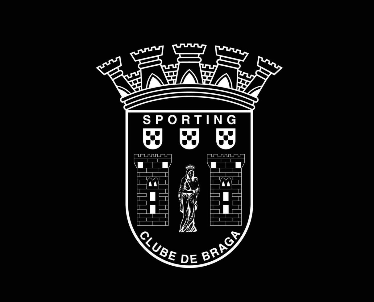 esportivo braga clube símbolo logotipo branco Portugal liga futebol abstrato Projeto vetor ilustração com Preto fundo